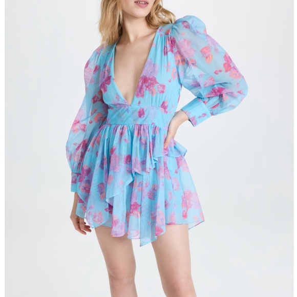 LoveShackFancy Blue Floral Mini Dress - Picture 8 of 15